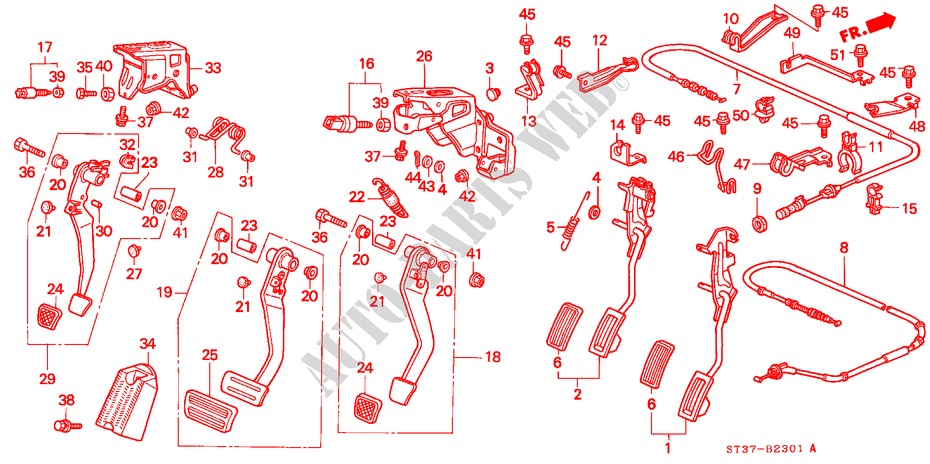 PEDAL(RH) für Honda CIVIC 1.4I 5 Türen 5 gang-Schaltgetriebe 1996