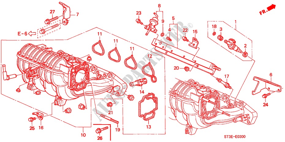 ANSAUGKRUEMMER(SOHC) für Honda CIVIC 1.4I          75PS 5 Türen 5 gang-Schaltgetriebe 1999