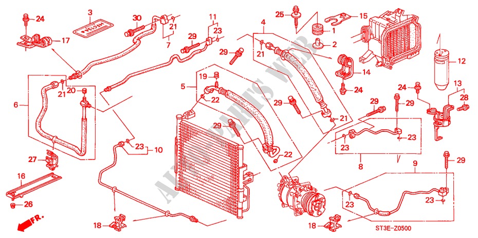 KLIMAANLAGE (SCHLAEUCHE/LEITUNGEN) (LH) für Honda CIVIC 1.4I 5 Türen 5 gang-Schaltgetriebe 1999