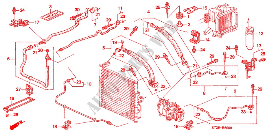 KLIMAANLAGE (SCHLAEUCHE/LEITUNGEN) (LH) für Honda CIVIC VTI 5 Türen 5 gang-Schaltgetriebe 1999