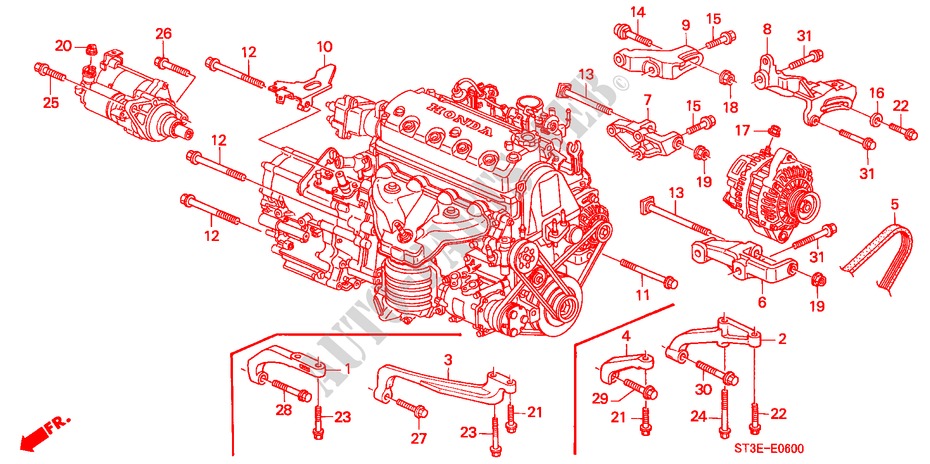 LICHTMASCHINENHALTERUNG/ MOTORVERSTAERKUNG für Honda CIVIC 1.4I          75PS 5 Türen 5 gang-Schaltgetriebe 1999