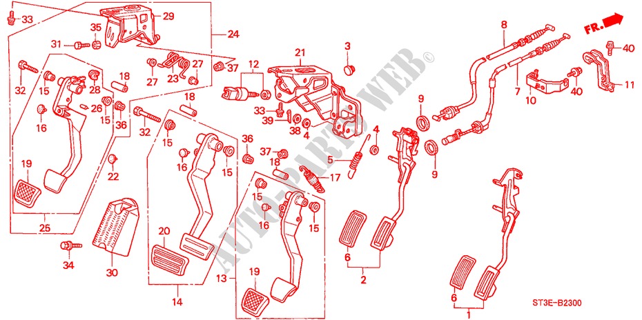 PEDAL(LH) für Honda CIVIC 1.4I          75PS 5 Türen 5 gang-Schaltgetriebe 1999