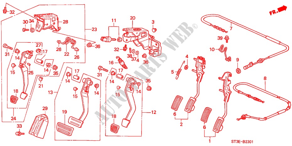 PEDAL(RH) für Honda CIVIC 1.4I 5 Türen 5 gang-Schaltgetriebe 1999