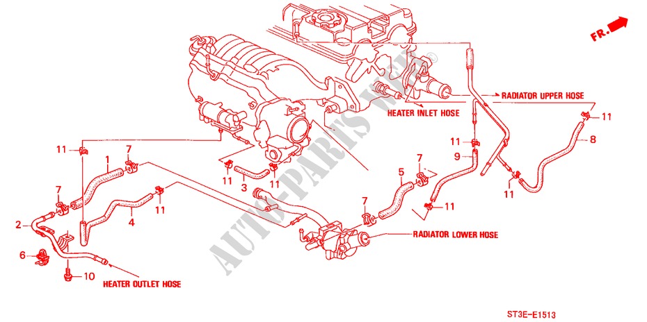 WASSERSCHLAUCH (DOHC VTEC) für Honda CIVIC VTI 5 Türen 5 gang-Schaltgetriebe 1999