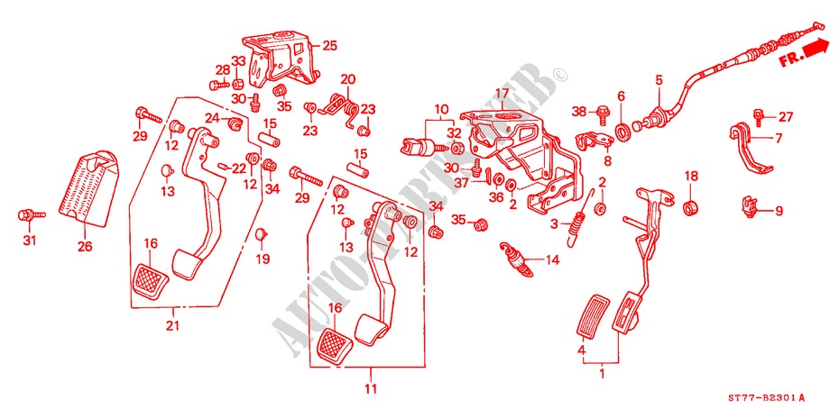 PEDAL(RH) für Honda INTEGRA TYPE R 3 Türen 5 gang-Schaltgetriebe 1998