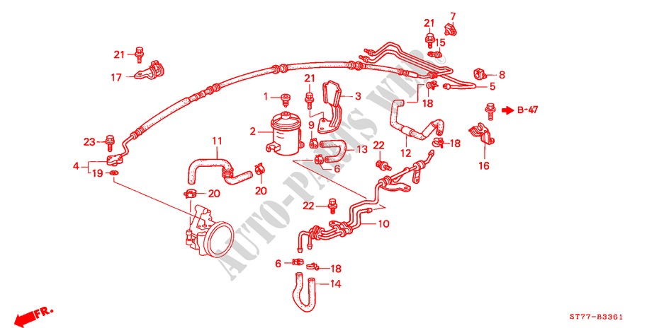 SERVOLENK LEITUNGEN(RH) für Honda INTEGRA TYPE R 3 Türen 5 gang-Schaltgetriebe 1998