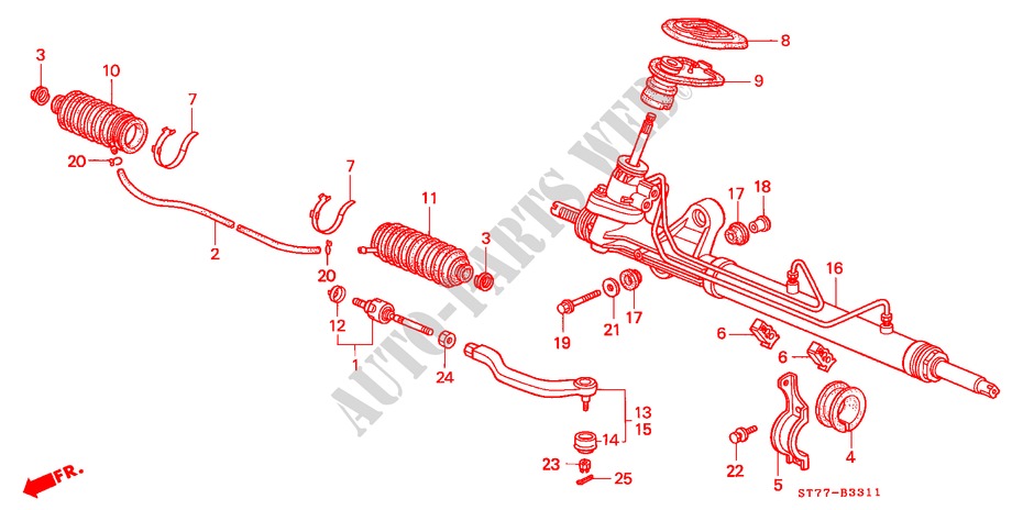 SERVOLENKGETRIEBE (RH) für Honda INTEGRA TYPE R 3 Türen 5 gang-Schaltgetriebe 1998