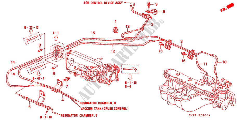 EINBAULEITUNG/ROHRE (KE,KG) für Honda ACCORD COUPE 2.2IES 2 Türen 5 gang-Schaltgetriebe 1994