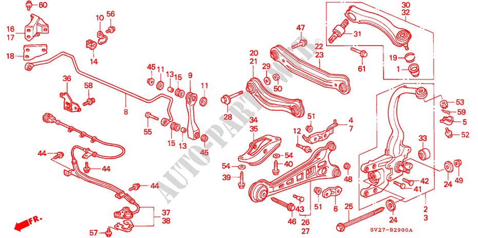 HINTEN STABILISATOR/ UNTERER ARM, HINTEN für Honda ACCORD COUPE 2.0ILS 2 Türen 5 gang-Schaltgetriebe 1994