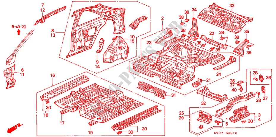 INNENBLECHE für Honda ACCORD COUPE 2.2IES 2 Türen 5 gang-Schaltgetriebe 1994