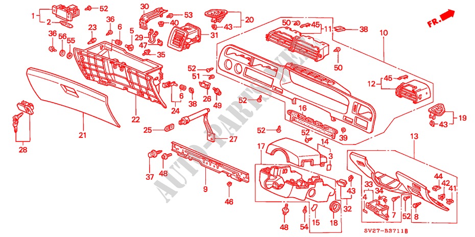 INSTRUMENTENBRETT(RH) für Honda ACCORD COUPE 2.2IES 2 Türen 4 gang automatikgetriebe 1997