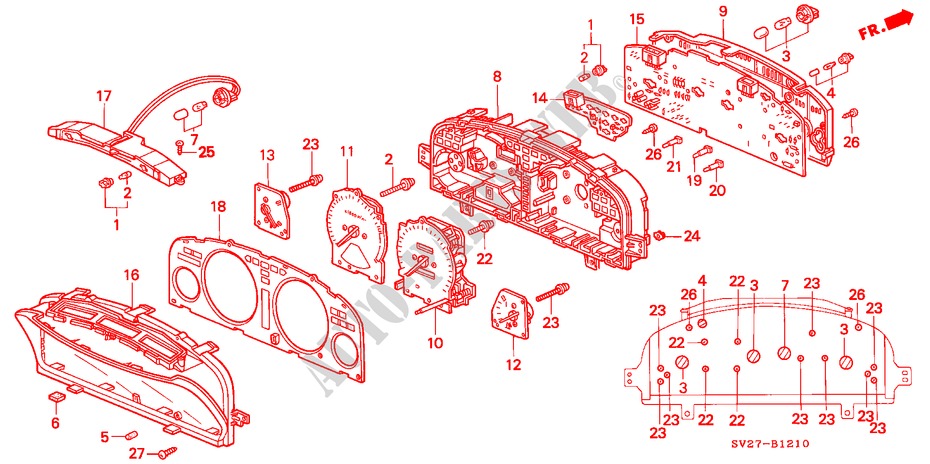 KOMBIINSTRUMENT (BAUTEILE) für Honda ACCORD COUPE 2.2IES 2 Türen 4 gang automatikgetriebe 1995