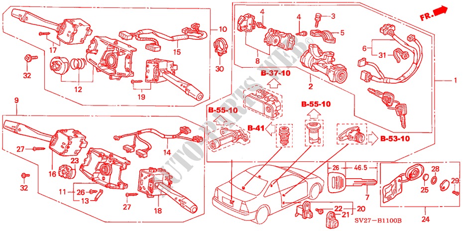 KOMBISCHALTER ( '95)(KG) für Honda ACCORD COUPE 2.0IES 2 Türen 5 gang-Schaltgetriebe 1995
