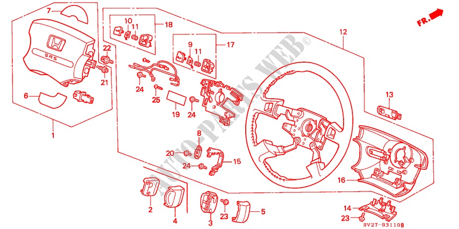 LENKRAD(SRS) für Honda ACCORD COUPE 2.0IES 2 Türen 5 gang-Schaltgetriebe 1996