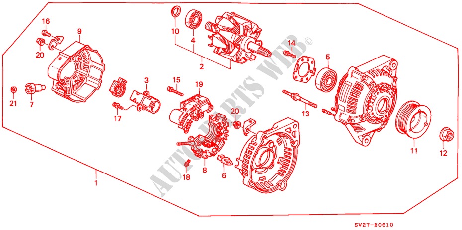 LICHTMASCHINE(DENSO) für Honda ACCORD COUPE 2.2IES 2 Türen 4 gang automatikgetriebe 1995