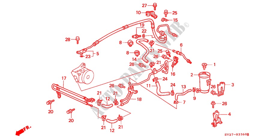 SERVOLENKLEITUNG(LH) für Honda ACCORD COUPE 2.0ILS 2 Türen 5 gang-Schaltgetriebe 1994