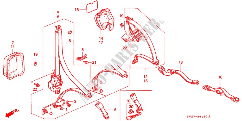 SITZGURT, für Honda ACCORD COUPE 2.2IES 2 Türen 5 gang-Schaltgetriebe 1994