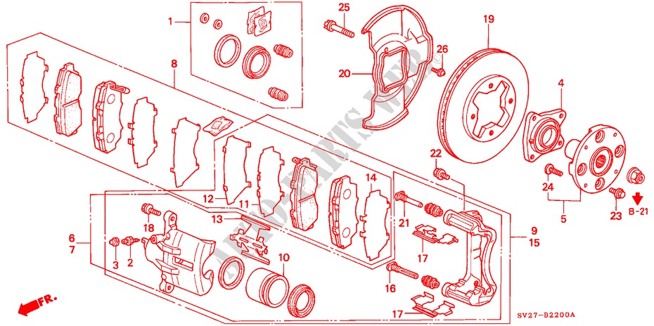 VORDERRADBREMSE(KE,KG) für Honda ACCORD COUPE 2.2IES 2 Türen 5 gang-Schaltgetriebe 1994