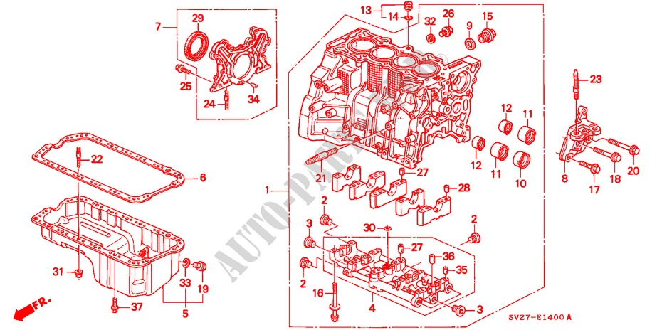 ZYLINDERBLOCK/OELWANNE für Honda ACCORD COUPE 2.2IES 2 Türen 4 gang automatikgetriebe 1995