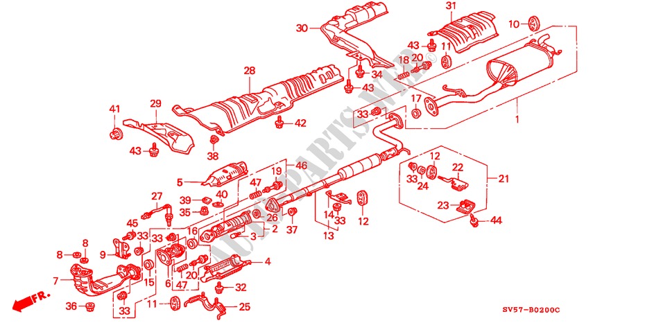 AUSPUFFROHR(E,G,S) für Honda ACCORD AERODECK 2.0ILS 5 Türen 5 gang-Schaltgetriebe 1996