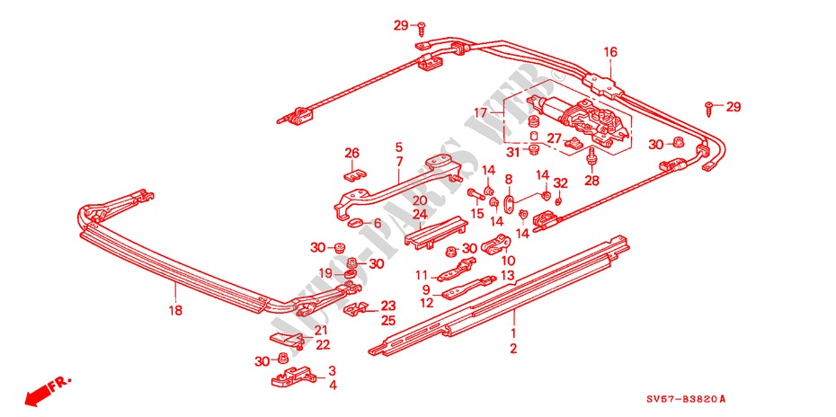 DACHGLEITER KOMPONENTE für Honda ACCORD AERODECK 2.2IES 5 Türen 4 gang automatikgetriebe 1997