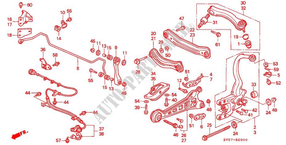 HINTEN STABILISATOR/ UNTERER ARM, HINTEN für Honda ACCORD AERODECK 2.2IES 5 Türen 4 gang automatikgetriebe 1994
