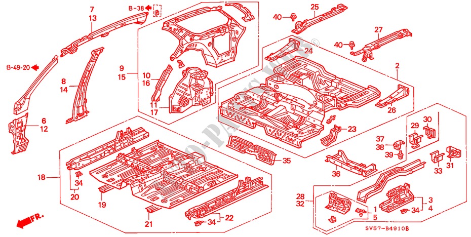 INNENBLECHE für Honda ACCORD AERODECK 2.0ILS 5 Türen 4 gang automatikgetriebe 1994