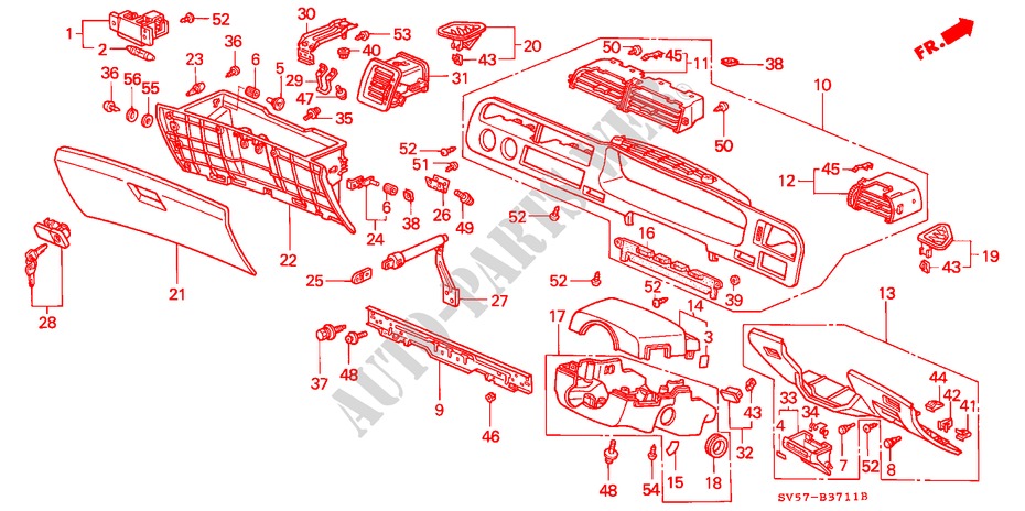 INSTRUMENTENBRETT(RH) für Honda ACCORD AERODECK 2.0IES 5 Türen 5 gang-Schaltgetriebe 1994