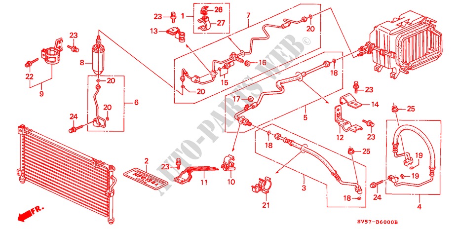KLIMAANLAGE (SCHLAEUCHE/LEITUNGEN)(LH) für Honda ACCORD AERODECK 2.0IES 5 Türen 5 gang-Schaltgetriebe 1994