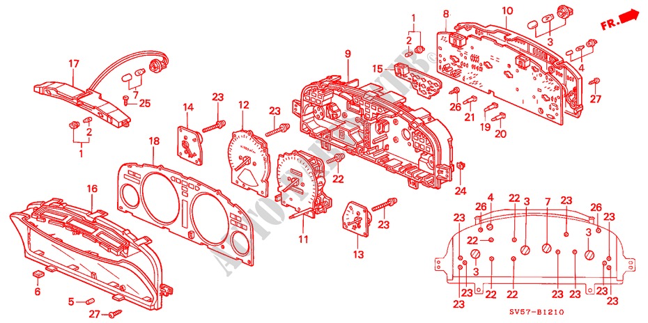 KOMBIINSTRUMENT (BAUTEILE) für Honda ACCORD AERODECK 2.2IES 5 Türen 4 gang automatikgetriebe 1995