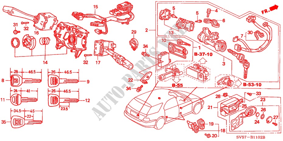 KOMBISCHALTER(LH) ('96 ) für Honda ACCORD AERODECK 2.2ILS 5 Türen 5 gang-Schaltgetriebe 1996