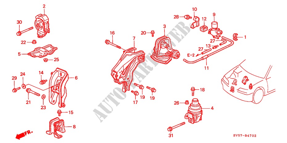 MOTORBEFESTIGUNGEN(AT) ('96 ) für Honda ACCORD AERODECK 2.2IES 5 Türen 4 gang automatikgetriebe 1997