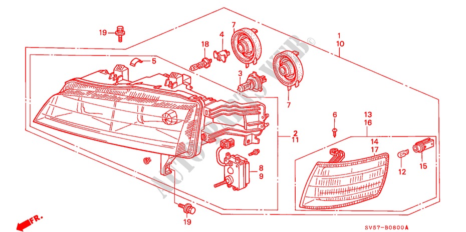 SCHEINWERFER(E,G,Q,S) für Honda ACCORD AERODECK 2.2IES 5 Türen 4 gang automatikgetriebe 1994