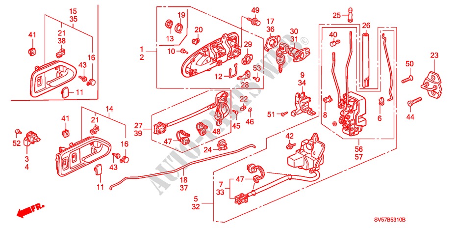 TUERSCHLOESSER, VORNE für Honda ACCORD AERODECK 2.0IES 5 Türen 4 gang automatikgetriebe 1995