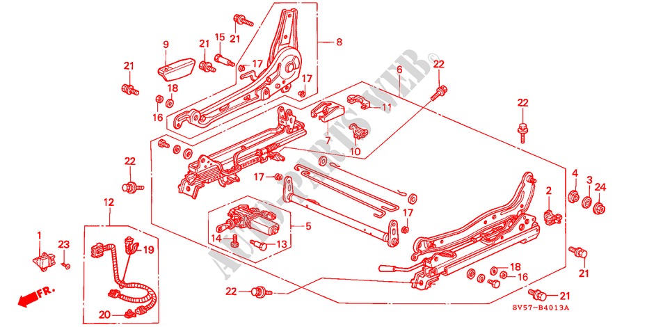 VORNE SITZKOMPONENTEN (R.)(STROM) für Honda ACCORD AERODECK 2.2IES 5 Türen 4 gang automatikgetriebe 1994