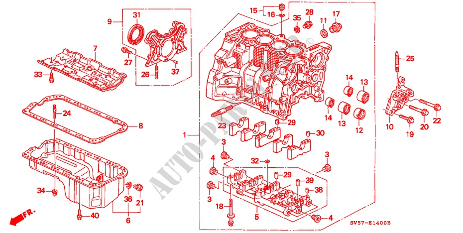 ZYLINDERBLOCK/OELWANNE für Honda ACCORD AERODECK 2.0IES 5 Türen 5 gang-Schaltgetriebe 1994