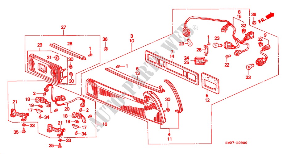 HECKLEUCHTE (KE/KF/KG/KQ/KX) für Honda NSX NSX-T 2 Türen 4 gang automatikgetriebe 1995