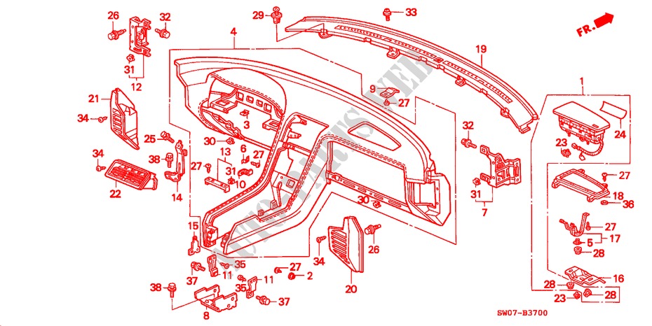 INSTRUMENTENBRETT(LH) für Honda NSX NSX-T 2 Türen 5 gang-Schaltgetriebe 1995