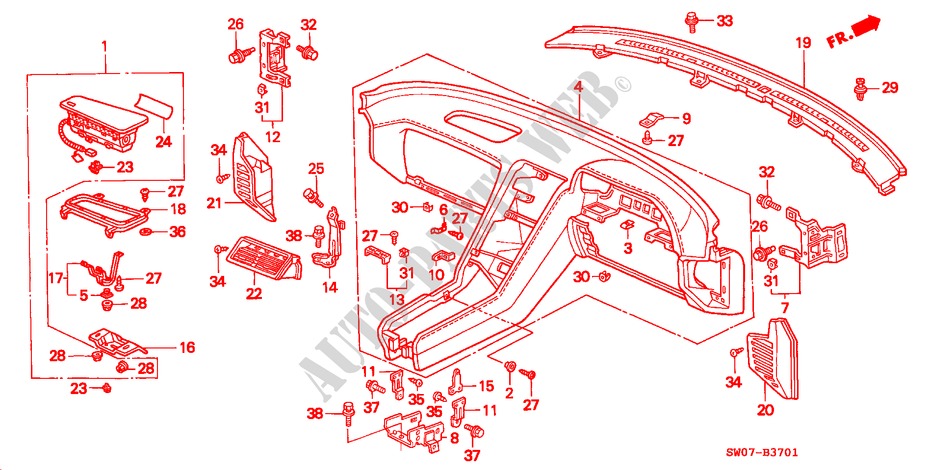 INSTRUMENTENBRETT(RH) für Honda NSX NSX-T 2 Türen 4 gang automatikgetriebe 1995