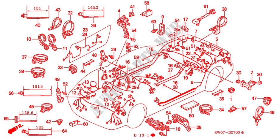 KABELBAUM für Honda NSX NSX-T 2 Türen 5 gang-Schaltgetriebe 1995