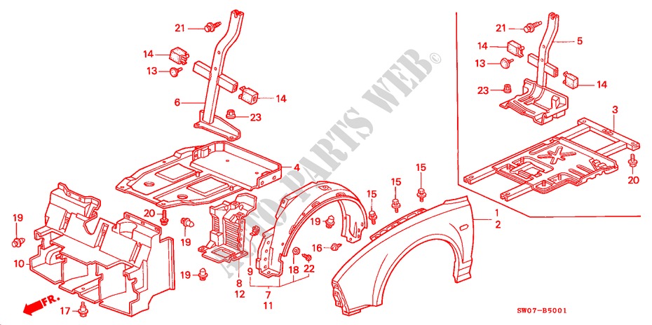 KOTFLUEGEL, VORNE(RH) für Honda NSX NSX-T 2 Türen 4 gang automatikgetriebe 1995