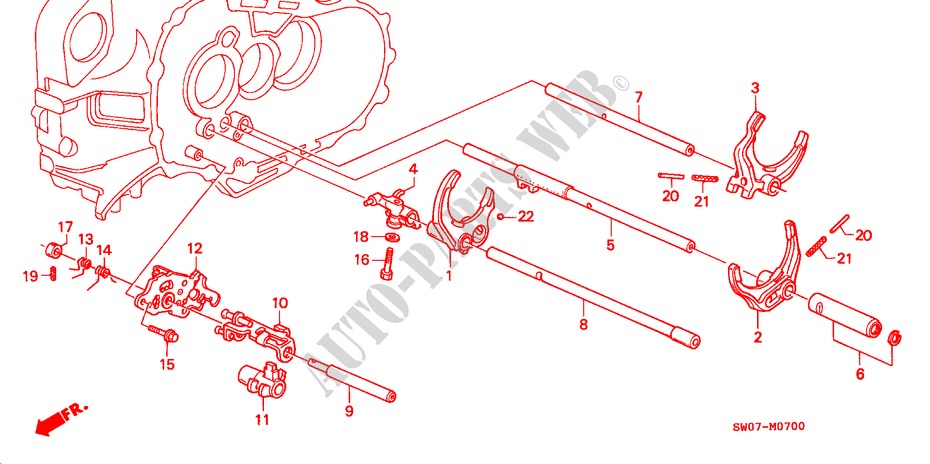 SCHALTGABEL/LENKGABELWELLE (3.0L) für Honda NSX NSX-T 2 Türen 5 gang-Schaltgetriebe 1995