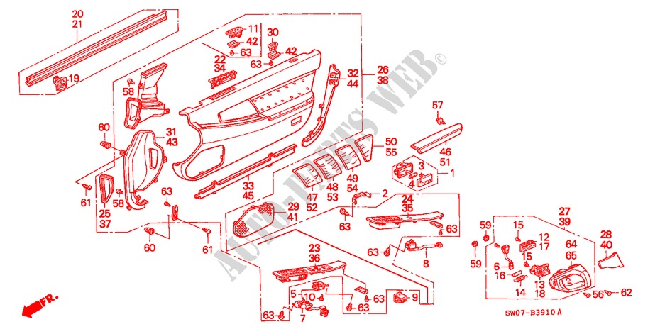 TUERVERKLEIDUNG für Honda NSX NSX-T 2 Türen 4 gang automatikgetriebe 1995