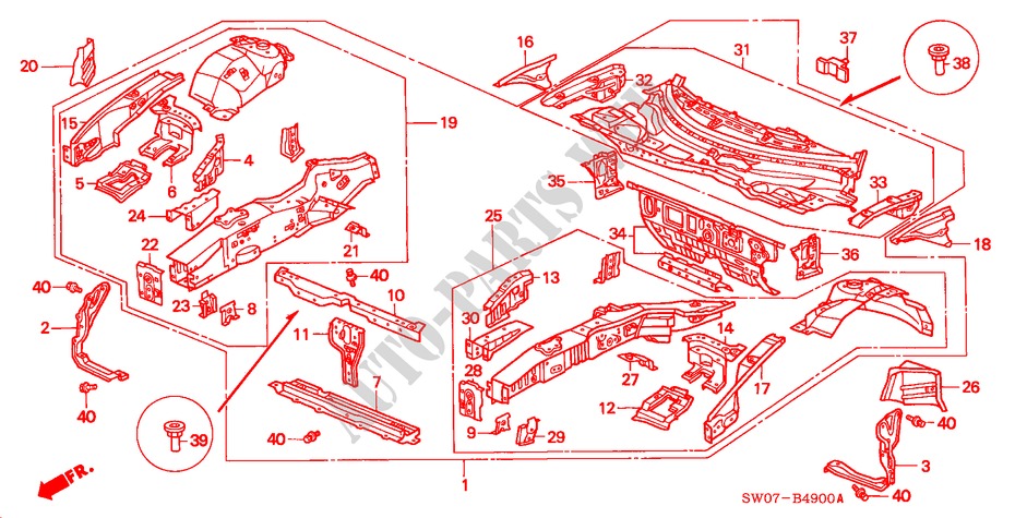 VORDERE TRENNWAND für Honda NSX NSX-T 2 Türen 5 gang-Schaltgetriebe 1995
