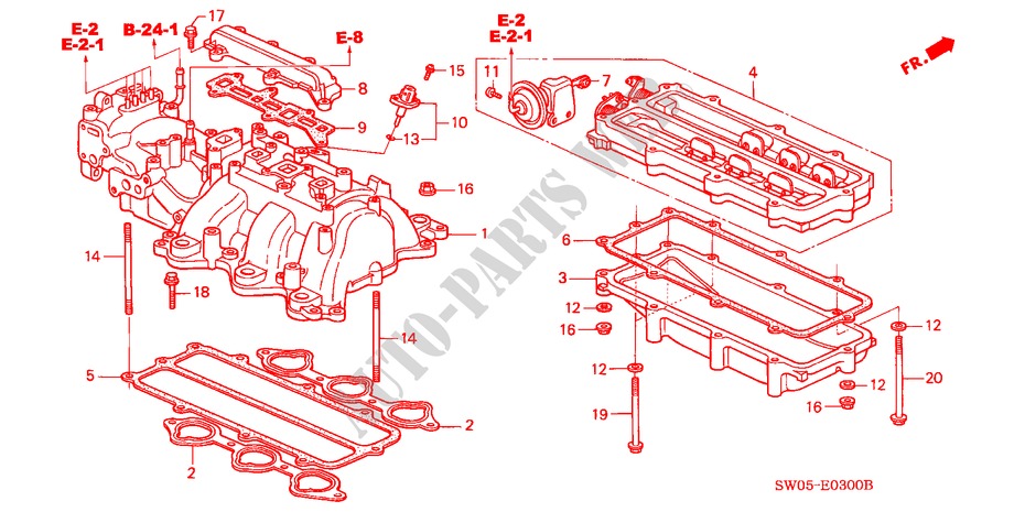 ANSAUGKRUEMMER für Honda NSX NSX 2 Türen 6 gang-Schaltgetriebe 2004