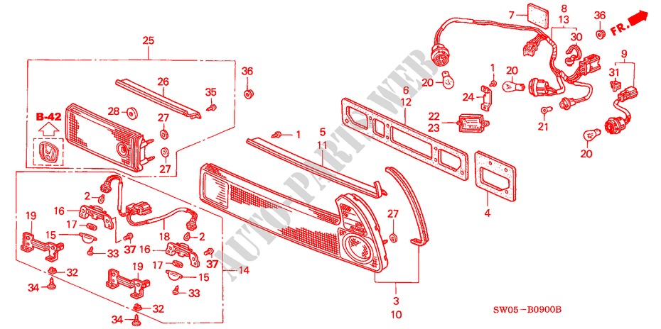 HECKLEUCHTE(1) für Honda NSX NSX 2 Türen 4 gang automatikgetriebe 2004