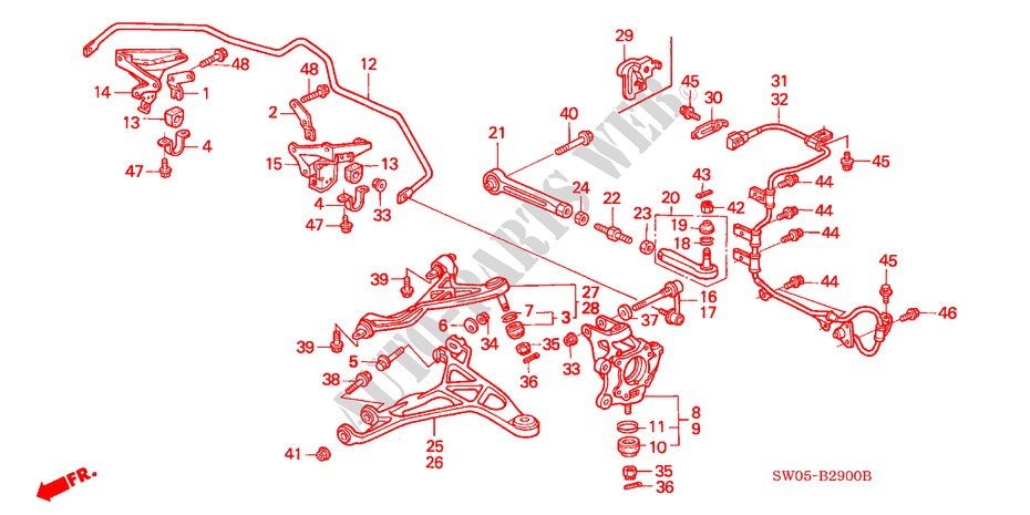 HINTEN STABILISATOR/ UNTERER ARM, HINTEN für Honda NSX NSX 2 Türen 4 gang automatikgetriebe 2004