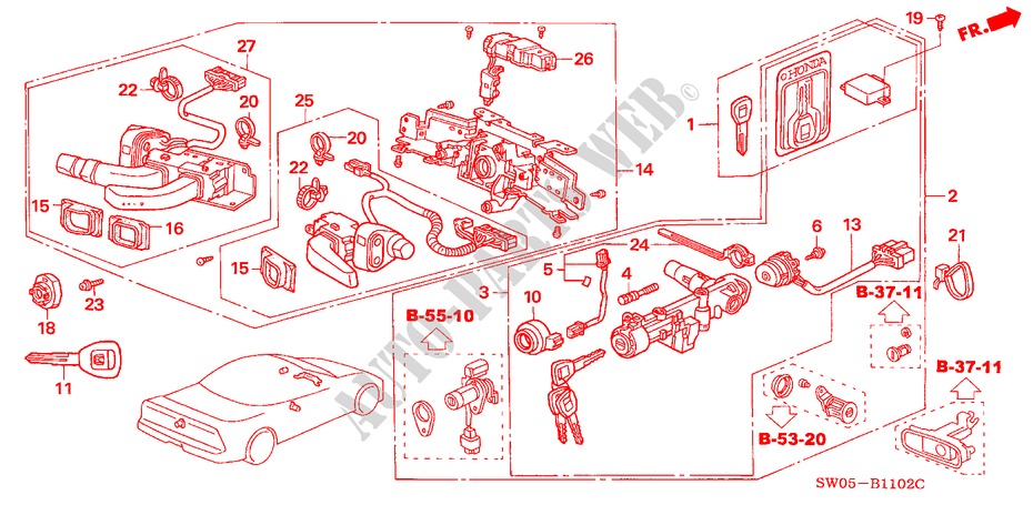 KOMBISCHALTER(RH) (2) für Honda NSX NSX 2 Türen 4 gang automatikgetriebe 2004