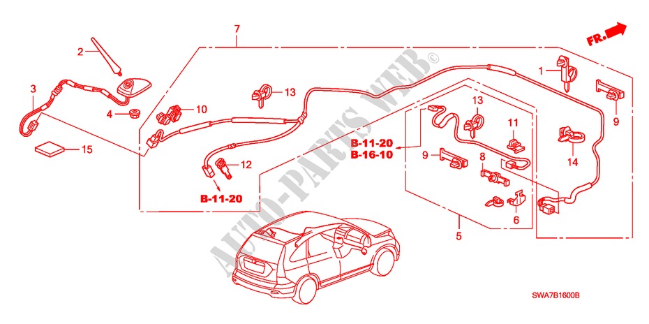 ANTENNE(LH) für Honda CR-V DIESEL 2.2 ELEGANCE/SPORT 5 Türen 6 gang-Schaltgetriebe 2008