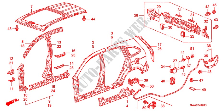 AUSSENBLECHE/DACHPLATTE für Honda CR-V EX 5 Türen 5 gang automatikgetriebe 2007